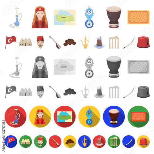 Turkey country cartoon icons in set collection for design.Travel and attractions vector symbol stock web illustration.