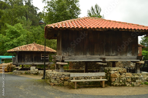 Asturian Horreos On The Camin Encantau Route In The Council Of Llanes. Nature, Travel, Landscapes, Forests, Fantasy. July 31, 2018. Valle De Ardinasa, Venta Village, Asturias, Spain.