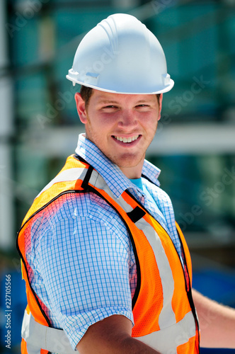 Civil Engineer Young Man Hard Hat And Hi Vis Vest