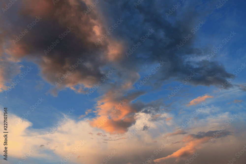 Blue sky with colorful clouds at sunset