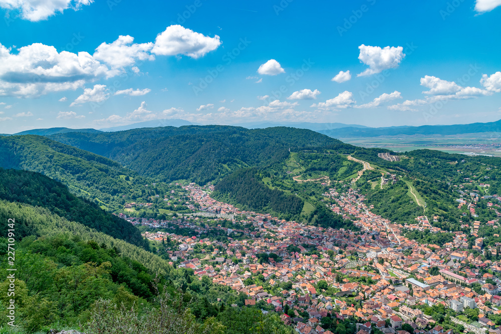 Brasov residential area at the foothill of the mountain