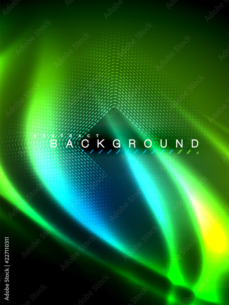 Neon glowing wave, magic energy and light motion background. Vector illustration Neon glowing wave, magic energy and light motion background. Vector illustration