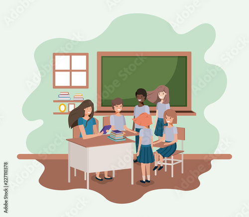 female teacher in the classroom with students