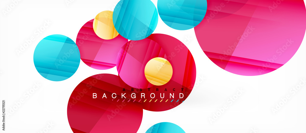 Glossy colorful circles abstract background, modern geometric design Glossy colorful circles abstract background, modern geometric design