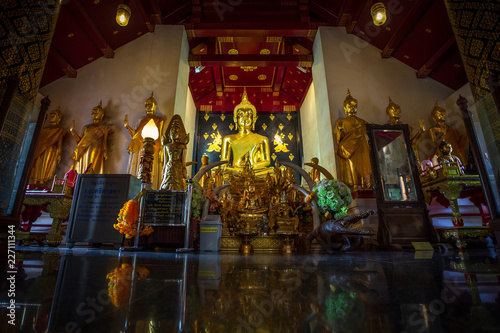 Beautiful Golden Buddha statues at Wat Phra Si Rattana Mahathat also colloquially referred to as Wat Yai is a Buddhist temple (wat) It is a major tourist attraction Phitsanulok,Thailand.