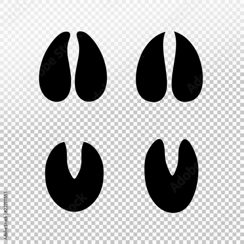 Footprint pigs flat icon. For animal apps and websites. Black traces of wild pig. Vector illustration. Isolated on transparent background.