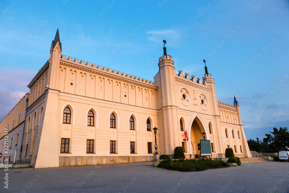 Medieval royal castle in Lublin at sunset, Poland