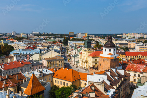 Aerial view of the historic center of Lublin, Poland.