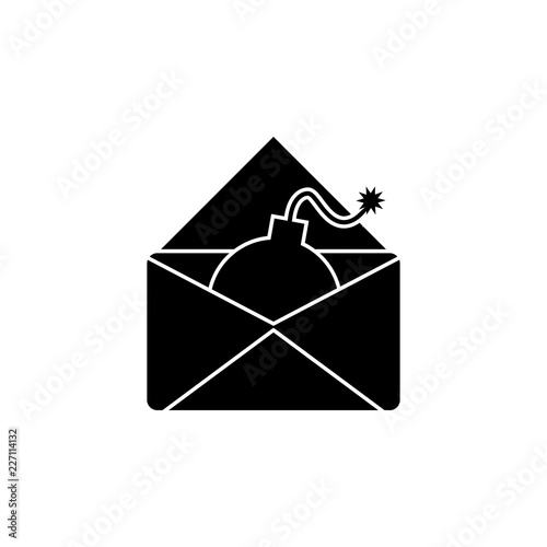 Envelope with a bomb icon. Element of war and piece. Premium quality graphic design icon. Signs and symbols collection icon for websites, web design, mobile app