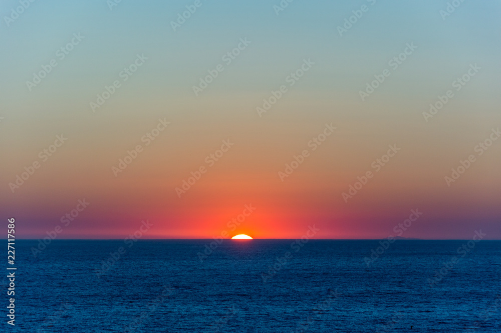 Sunset on the island of Capri seen from Palinuro