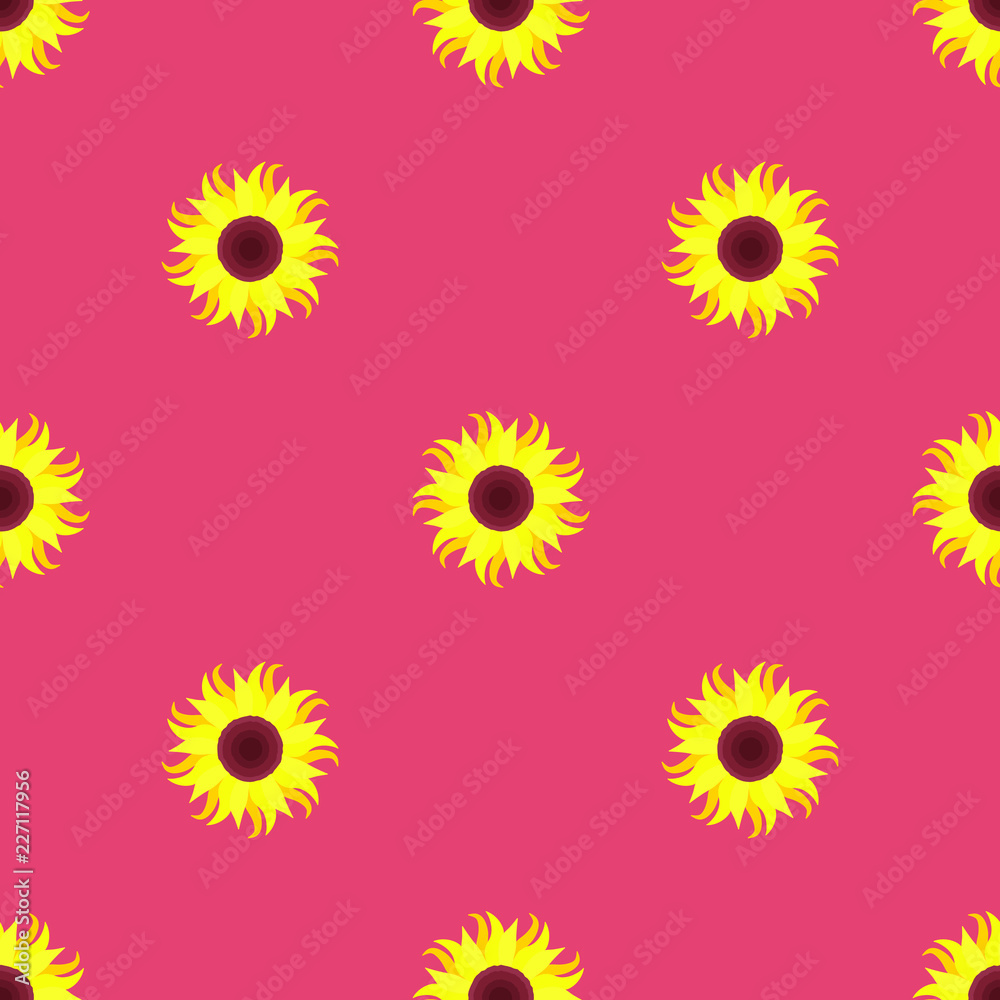 sunflower on a pink background, seamless pattern sunflower on a pink background, seamless pattern