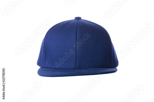 Blue hip hop cap on white background