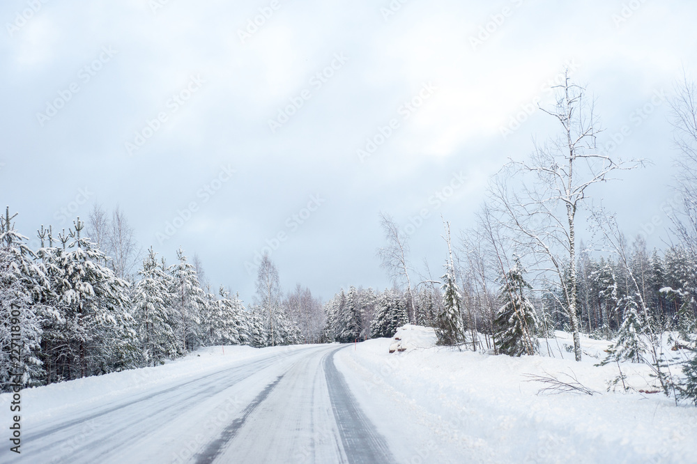 Obraz premium snow country road