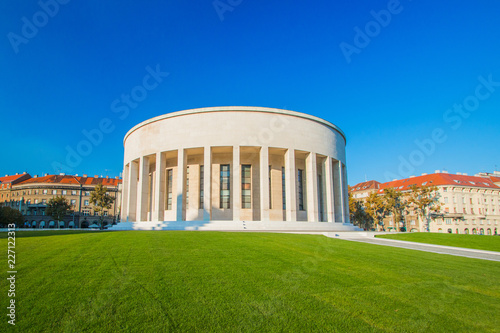 Zagreb, Croatia, monumental art gallery and beautiful green park in center of Croatian capital, classic architecture  photo