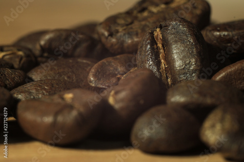 coffee beans on black background