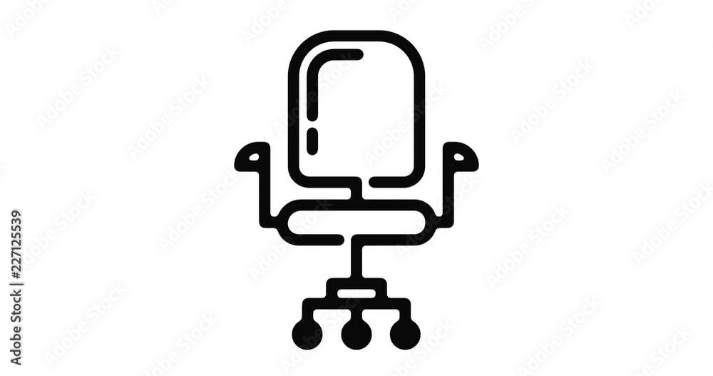 Office chair line icon motion graphic animation with alpha channel. Office chair line icon motion graphic animation with alpha channel.