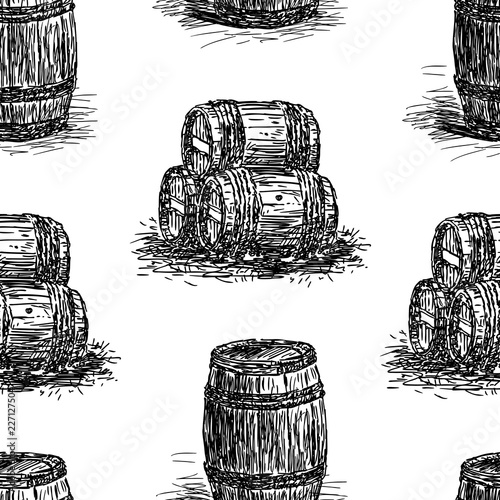 Pattern of the sketches of wine barrels