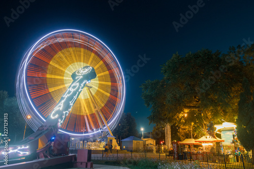 Colorful ferris wheel against the sky. Gomel, Belarus