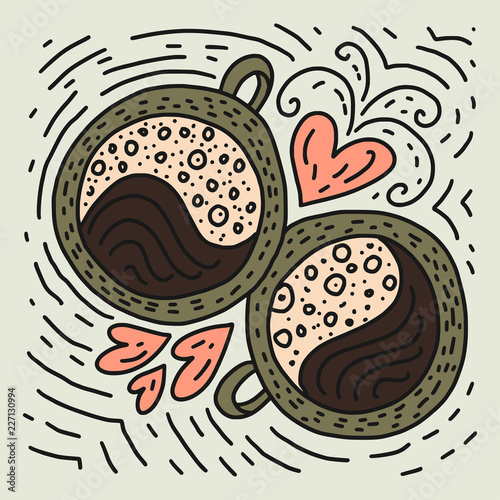 Doodle Coffee Cup Vector Illustration.