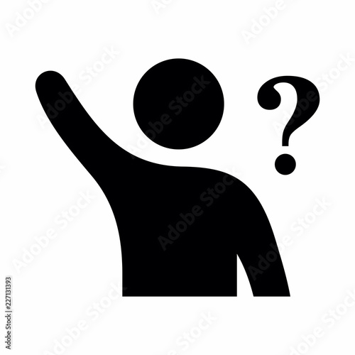 Question, hand raised vector icon