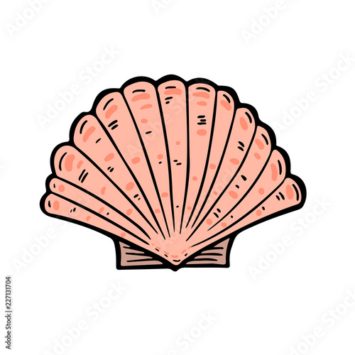 Seashell print art. Marine interior illustration. Icon, logo design.