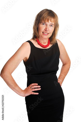 Stylish Baby Boomer Woman Wearing A Black Cocktail Dress