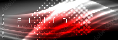 Liquid neon flowing waves, glowing light lines background