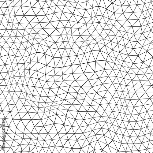 Seamless geometric grid pattern. Vector background with distorted mesh.