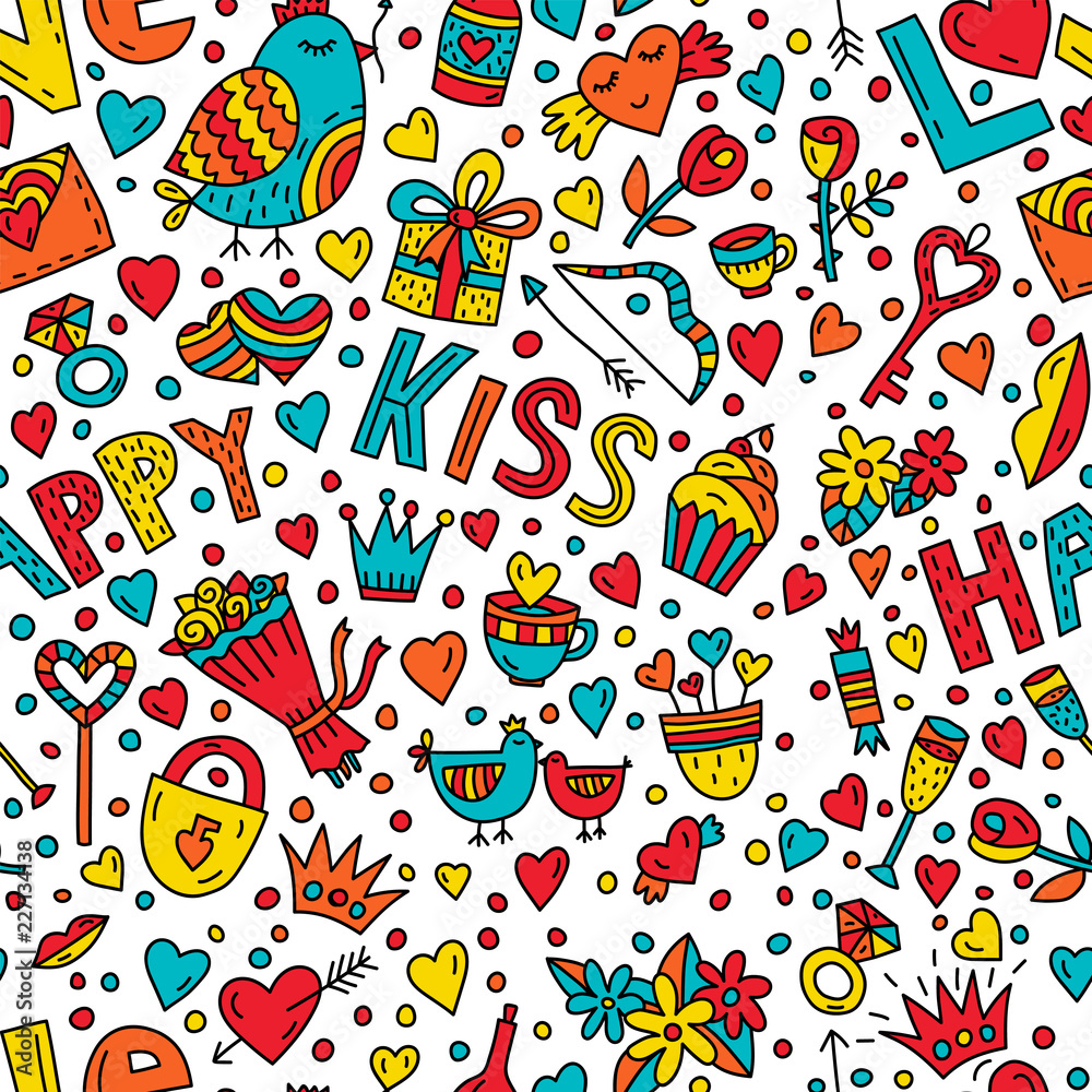 Love doodle pattern Love doodle pattern