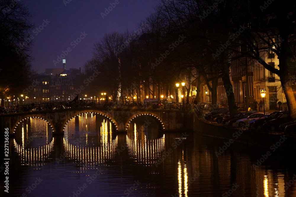 Amsterdam Canal at twilight