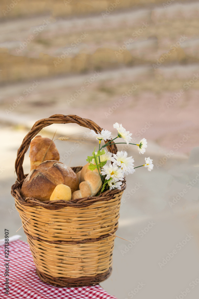 Beauty composition with variety of baking products on table, vertical, copy space