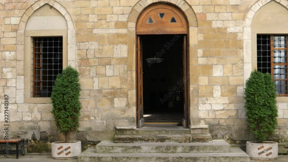 Entrance of Bajrakli Mosque in Belgrade. Built around 1575 it is the only mosque in the city out of the 273 that had existed during the time of the Ottoman Empire rule of Serbia Entrance of Bajrakli Mosque in Belgrade. Built around 1575 it is the only mosque in the city out of the 273 that had existed during the time of the Ottoman Empire rule of Serbia