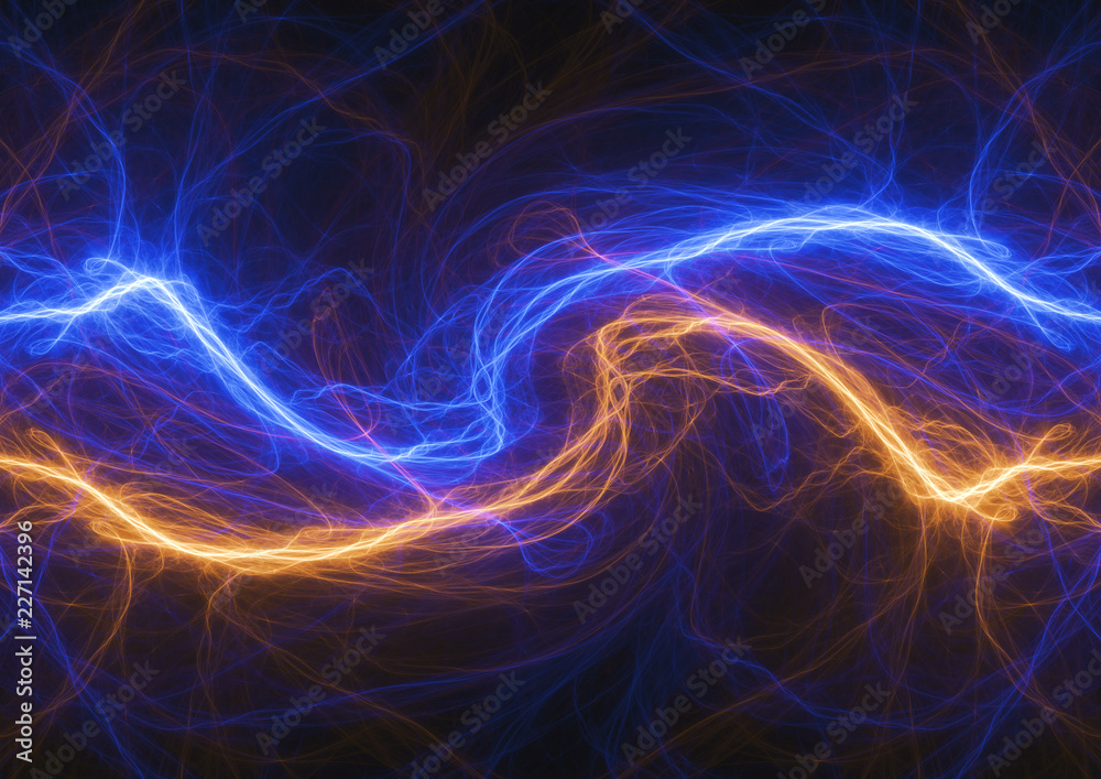 Fototapeta premium Ogień i lód piorun elektryczny, streszczenie tło osocza