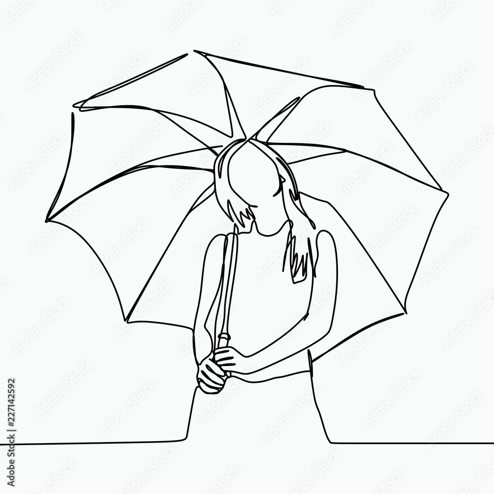 Girl in the rain under an umbrella Stock Vector by ©studiostoks 297295404
