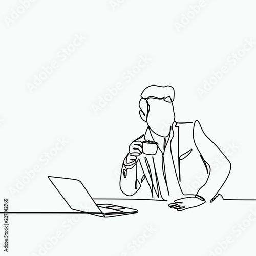 One line art drawing of a m...