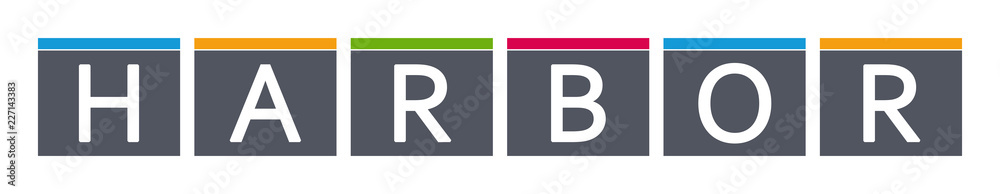 Harbor - letters written in gray boxes on white background Harbor - letters written in gray boxes on white background