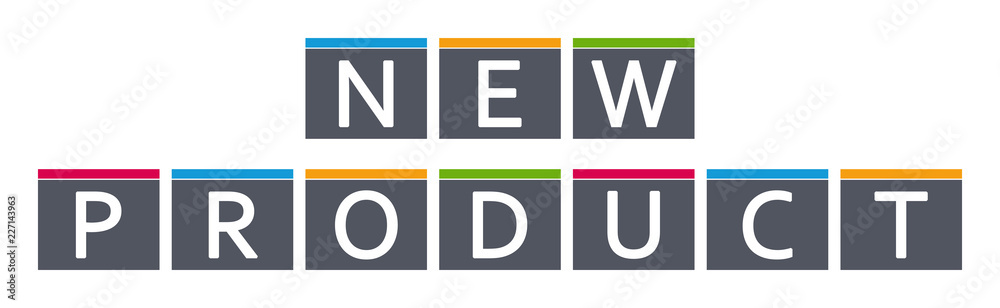 New Product - letters written in gray boxes on white background New Product - letters written in gray boxes on white background