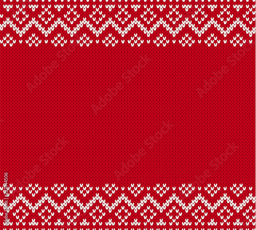 Knitted pattern for a sweater in fair Isle style with empty place for text. Knit geometric ornament