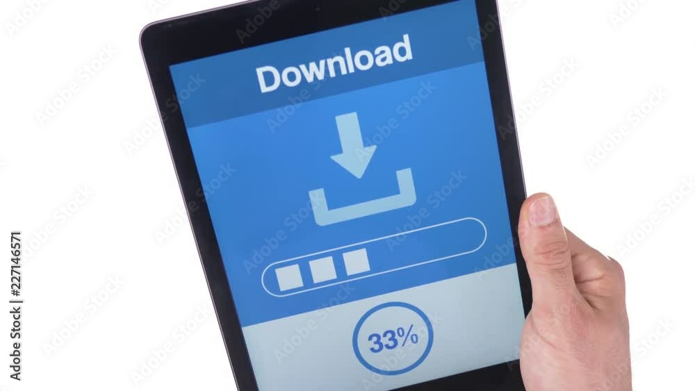 Tablet device downloading data from the Internet. Loading screen Tablet device downloading data from the Internet. Loading screen