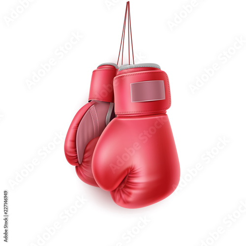 Vector red pair of boxing glove on lace realistic © belokrylowa
