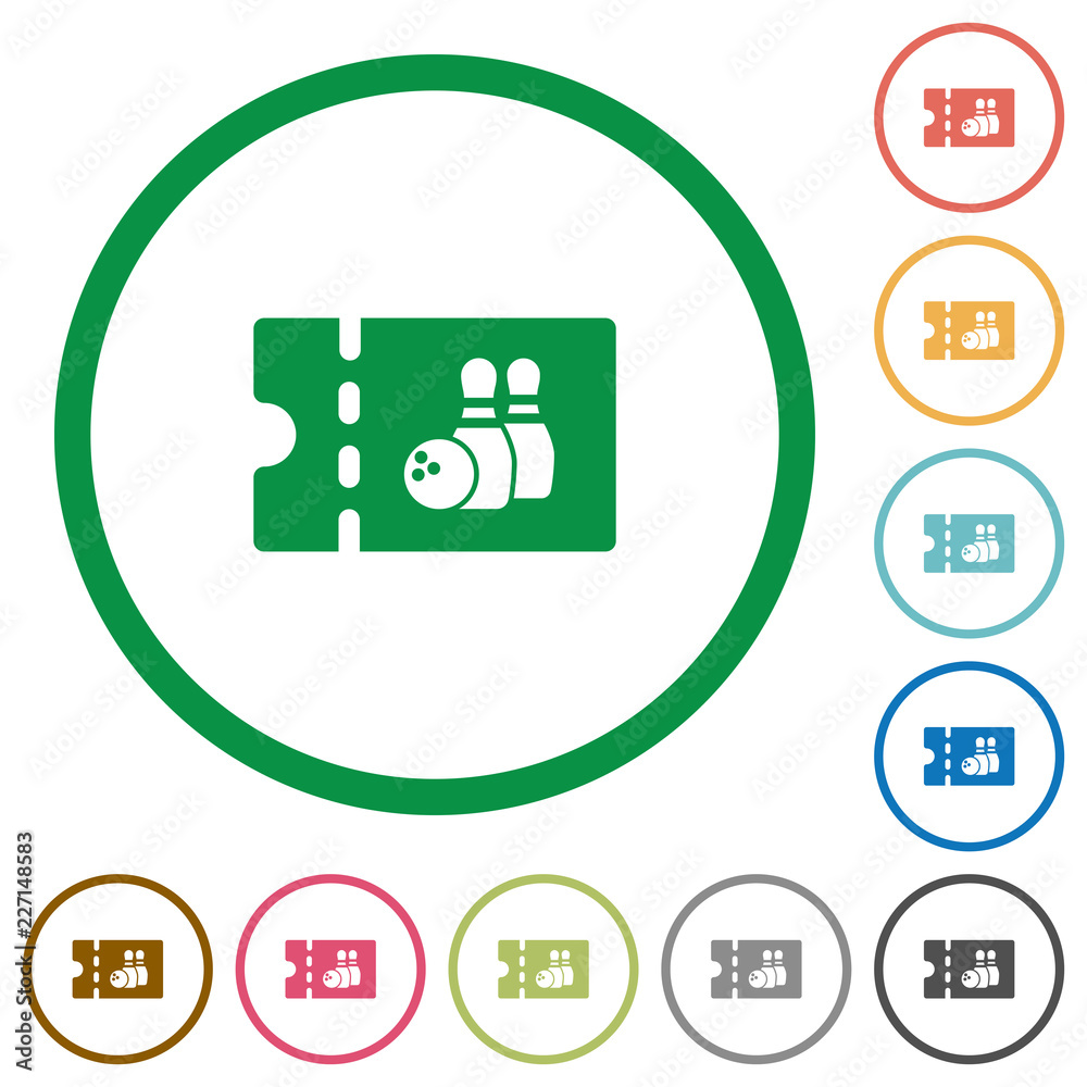 Bowling discount coupon flat icons with outlines Bowling discount coupon flat icons with outlines