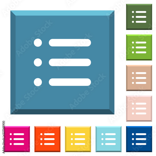 Unordered list white icons on edged square buttons