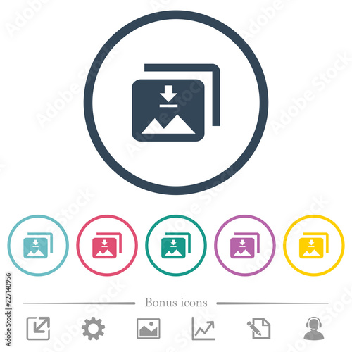 Download multiple images flat color icons in round outlines