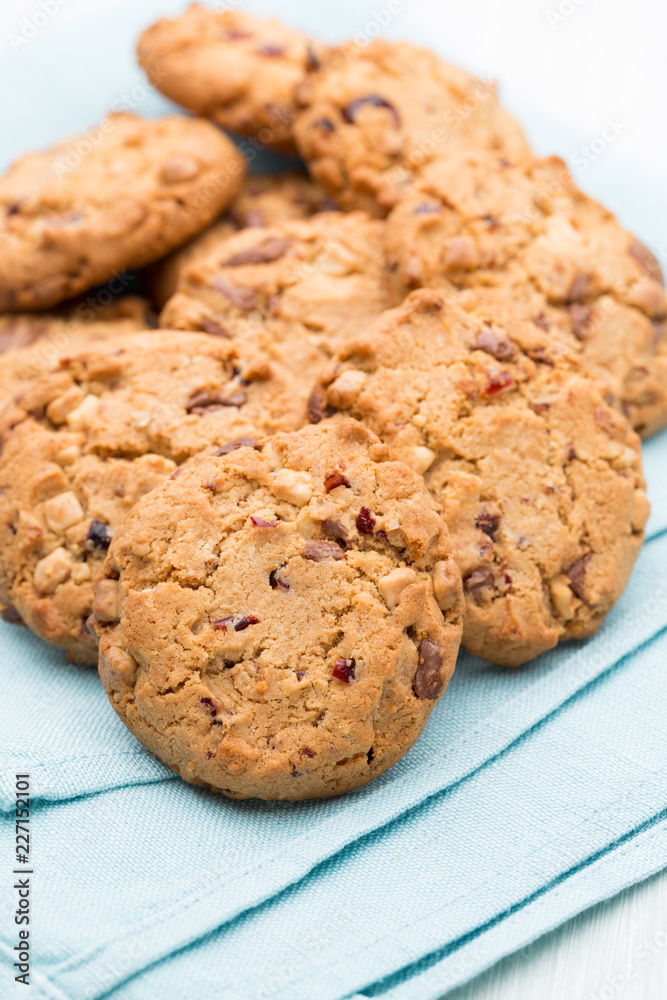 Chocolate oatmeal cookies on the wooden background. Chocolate oatmeal cookies on the wooden background.