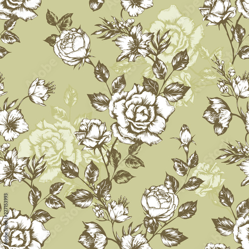Wallpaper Mural Vintage flowers roses. Seamless pattern. Vector Illustration for phone case, fabrics, textiles, interior design, cover, paper, gift packaging. Torontodigital.ca