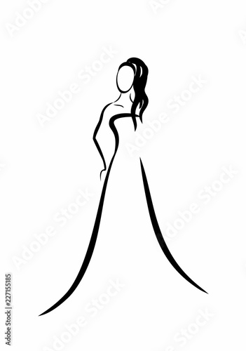 silhouette of a young woman in beautiful dress