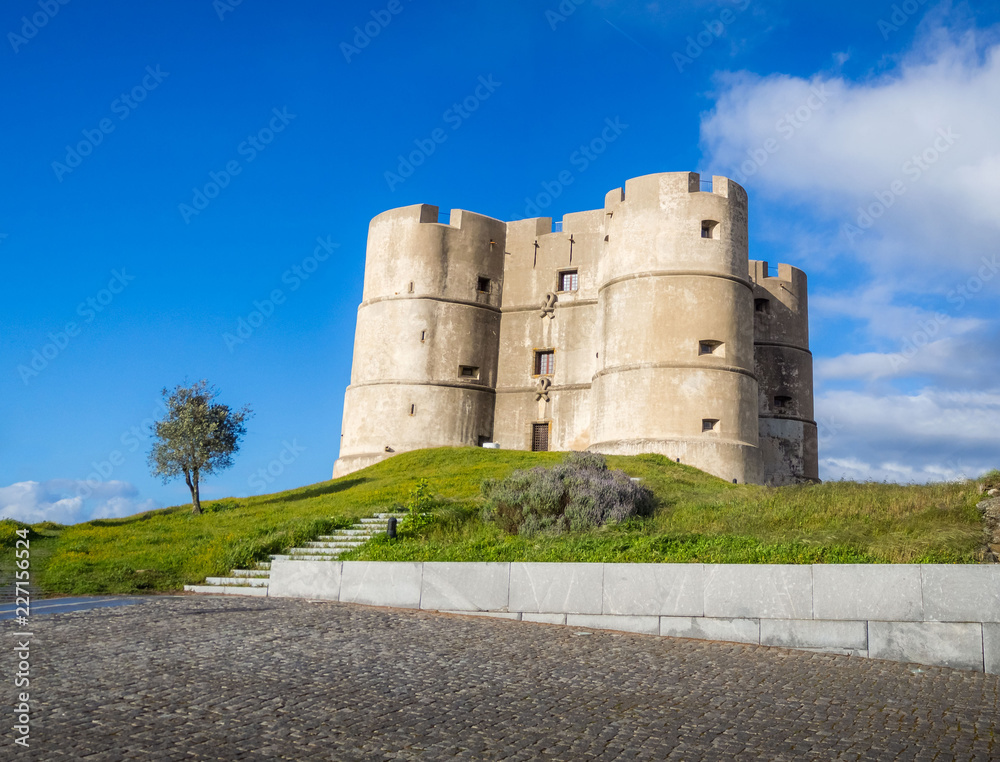 The Castle of Evoramonte, a Portuguese castle in the civil parish of Evora Monte, Estremoz, Alentejo, Portugal