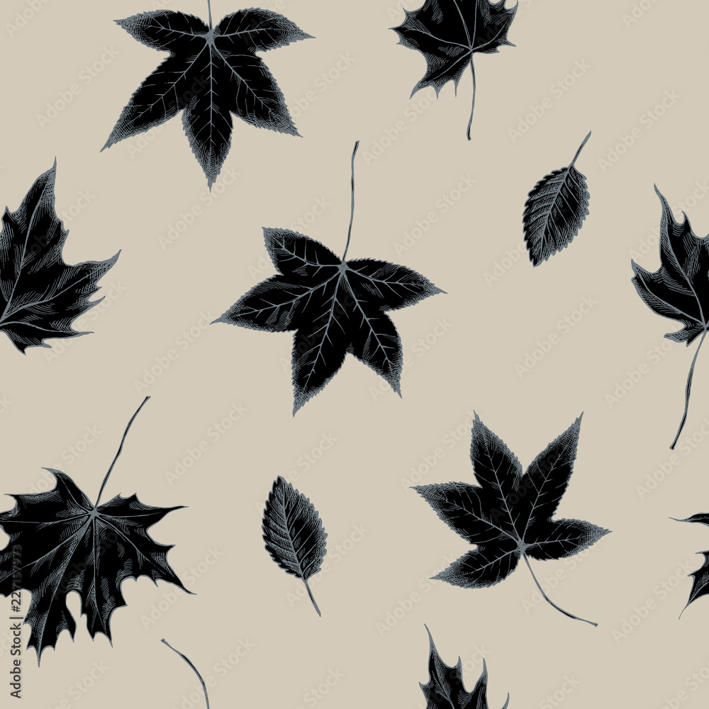 Vector seamless pattern of autumn pattern. Hand drawn vector illustration