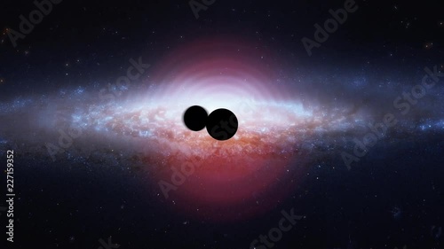 Gravitational waves by two distant black holes merging, elements of this image furnished by NASA. photo