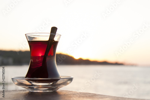 Turkish tea glass photo